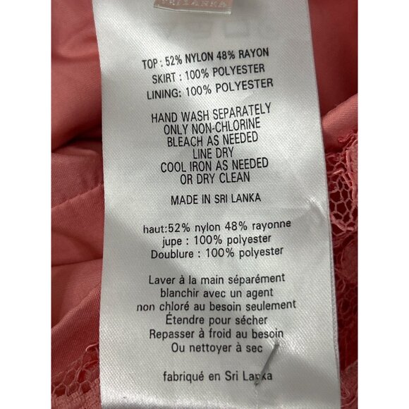 David’s Bridal Coral Pink Lace Chiffon Sleeveless Fit & Flare Dress Women’s Sz 2 - Picture 10 of 10